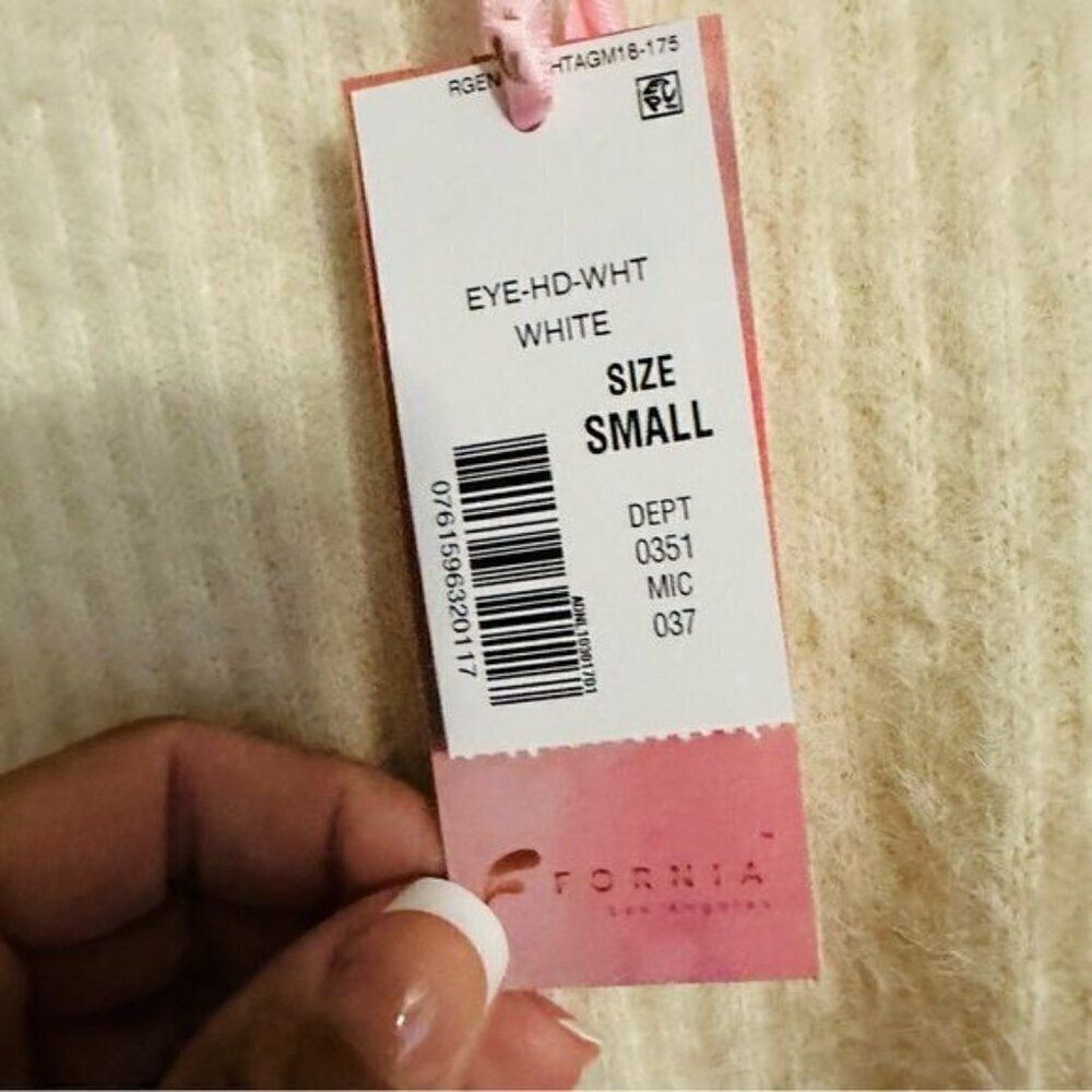 Fornia los angeles crop ivory hoodie sweatshirt size small - Picture 6 of 13